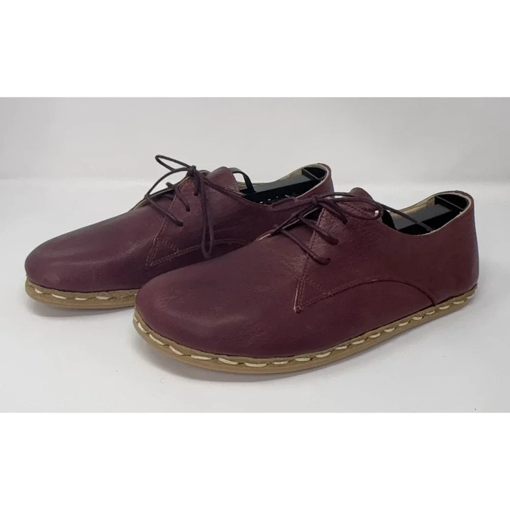 NEW Atlantis Handmade Turkish Shoes Oxford Barefoot Red Women's 8.5 Zero‎ Drop